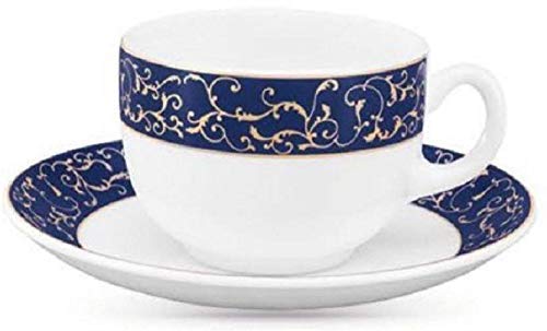 LaOpala Glass Cup And Saucer - 6 Pieces, White