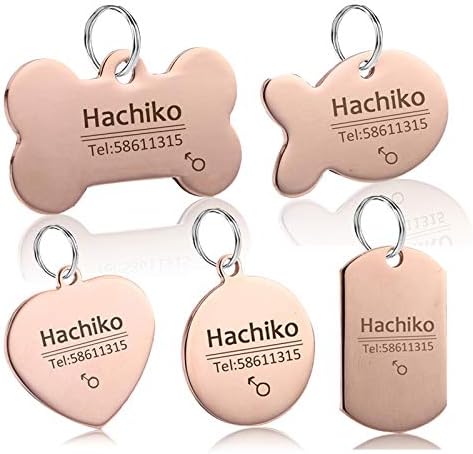 YVYOPET Pet ID Tags Personalized Stainless Steel Identification Tags. Custom Name Phone Number Tags - Front and Back Engraving. Up to 6 Lines of Text for Dogs and Cats