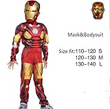 Halloween Costume Superhero Cosplay Fancy Dress Halloween Party for Kids Boys- Iron Man (Red) (S)