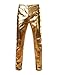 ZEROYAA Mens PU Faux Leather Side Zipper Moto Jeans Style Metallic Gold Pants/Straight Leg Trousers US 36/Asian XXXXL Gold