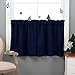 NICETOWN Kitchen Valance Curtains Navy Blue - Blackout Energy Smart Rod Pocket Tier Panels for Half Window/Cafe (29W by 24L Inches, Set of 2)
