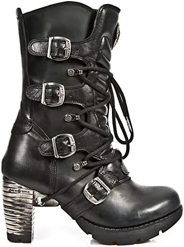Amazon.com | New Rock 407-S1 Silver Cross BOOTS Black Leather