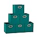 Household Essentials 83-1 Foldable Fabric Storage Bins | Set of 6 Cubby Cubes with Handles | Aqua