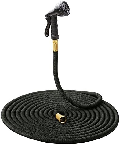OROROW 100ft Expanding Garden Hose with Triple Latex Core Brass interface Solid Brass Connector, 8 Functions Sprayer Hose Nozzle, Lightweight & Durable, No Twist&Kink - for all Watering Needs (black)