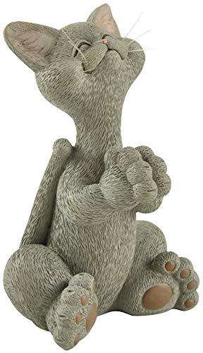 Whimsical Grey Cat Praying Figurine Cute Collectible - Happy Cat Collection - Cat Lover Gifts for Women, Cat Lover Gifts for Men, Cute Cat Gifts, Cat Office Desk Accessories, Cat Desk Decoration