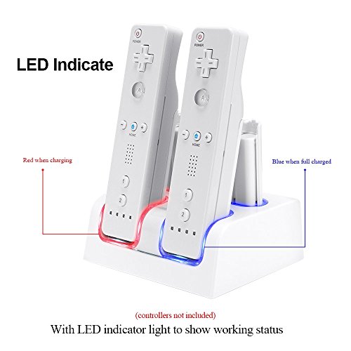 Hokyzam FM23 4 in 1 Wii Remote Controller Charger, Wii Remote Charger