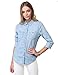 Junior Fit Basic Button Closure Roll Up Sleeves Chest Pocket Denim Chambray Medium M