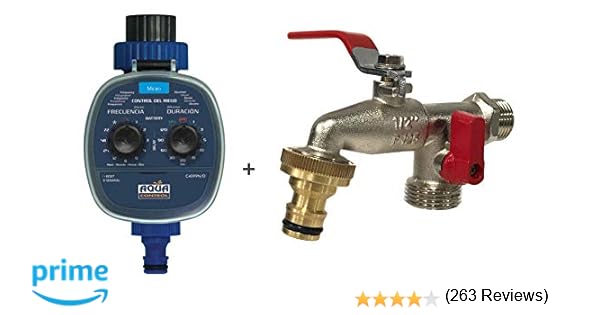 Programador C4099O + Grifo Doble de Jardín.: Amazon.es: Jardín