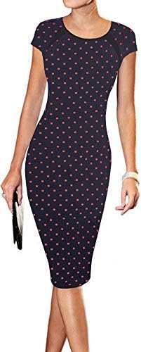 LunaJany Women's Casual Striped Print Wear to Work Office Career Sheath Dress