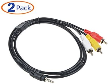 Flashmen 2-Pack 6ft 3.5mm Stereo Male to 3 RCA Male Splitter Extension Cable for Audio Video AUX Port