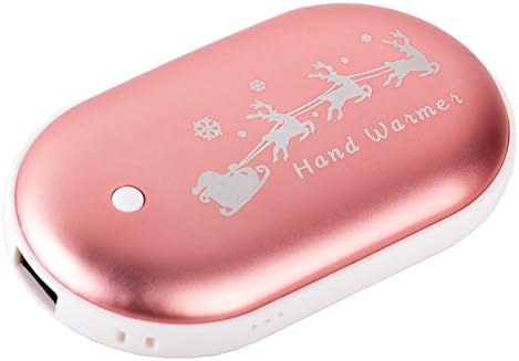 AmazingEC Rechargeable Hand Warmer Power Bank 5200mAh Portable Double-sided Pocket Electric Hand Warmer Heater USB Mobile External Back Up Battery Charger Fully Compatible Best Gift (Rose Gold)