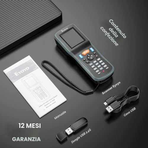 Eyoyo 2D Barcode Reader, Inventory Barcode Scanner Data Collector, 1D QR Wireless Data Terminal Portable Inventory Device with 2.2 Inch TFT Colors LCD Screen for Warehouse Express