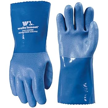 Heavy Duty PVC Coated Work Gloves, Liquid/Chemical Resistant, Cotton Lining, Large (Wells Lamont 174L)