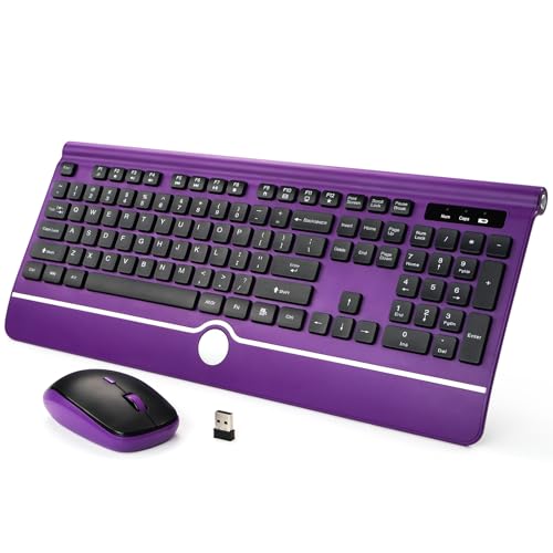 Wireless Keyboard Mouse KOPJIPPOM Purple Keyboard Mouse