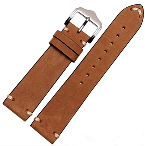 20mm/22mm Classic Vintage Leather Watch Band Strap Fits for Omega or Rolex 5513 1675 6542 1680 1803 Submariner GMT (20mm, Khaki)