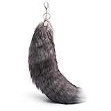 Huloo Silver Blue Fox Fur Tail Bag Pendant Car Key Footwear 15-18in Centimeters