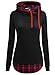 DJT Women's Funnel Neck Check Contrast Pullover Hoodie Top XX-Large Black