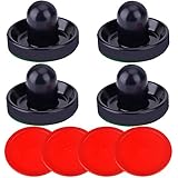 ONE250 Air Hockey Pushers and Red Air Hockey Pucks, Goal Handles Paddles Replacement Accessories for Game Tables (4 Striker, 4 Puck Pack) (Dark Blue)