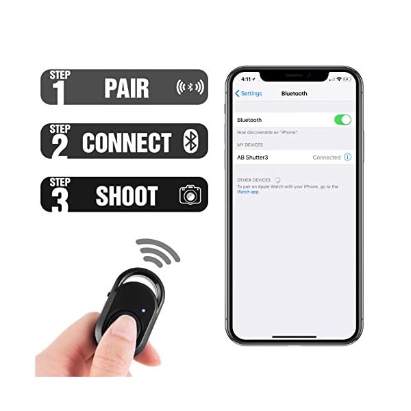 HITSLAM Bluetooth Fernbedienung, Kamera Auslöser mit Drahtlose Bluetooth Technologie, Kompatibel mit iPhone/Samsung/Huawei/BLU/Motorola (iOS und Android), Handgelenksarmband Einschließlich – Bild 5