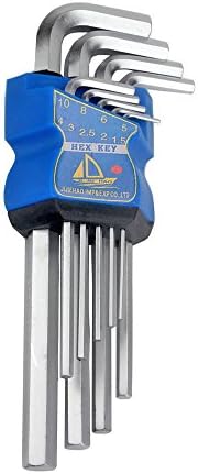 STARRICH 9pcs Long Arm Allen Key Set Short L Shape Durable Metric Hex Wrench 1.5-10mm Multifunction Hand Tool Silver Tone