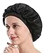 Satin Silk Bonnet Sleep Cap - Black Soft Wide Band S Women Night Hat For Long Curly Natural Hair Salon Silk Scarf Chemo Patient Slouch Slouchy