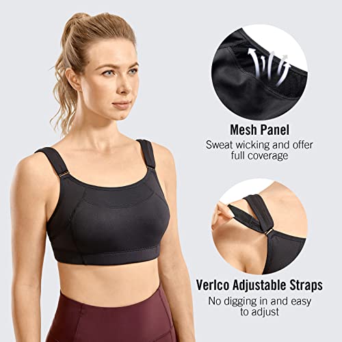 SYROKAN Front Adjustable Sports Bras for Women High Impact Wirefree