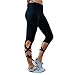 Klorify Belly Dance Pants Yoga Tights Tie up Leggings Strappy Dry Fit Workout Capris High Waist (Large, Black)