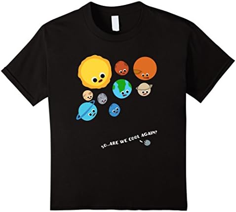 Kids Funny Pluto versus Solar System Planets T-Shirt 4 Black
