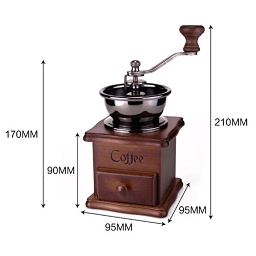 Fityle Vintage Manual Coffee Grinder, Hand Ground Coffee Grinding Mill With Wooden Cleaner Brush For Home Kitchen Accessories Portable - Thumbnail 5