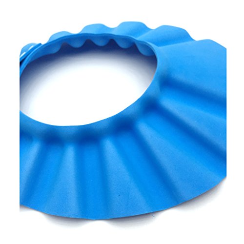 YETOOME Baby Bath Visor and Shower Cap - Safe Shampoo Shower Bathing Protection Bath Cap Soft Adjustable Visor Hat for Children Toddler Baby Kids (Blue) - Thumbnail 4