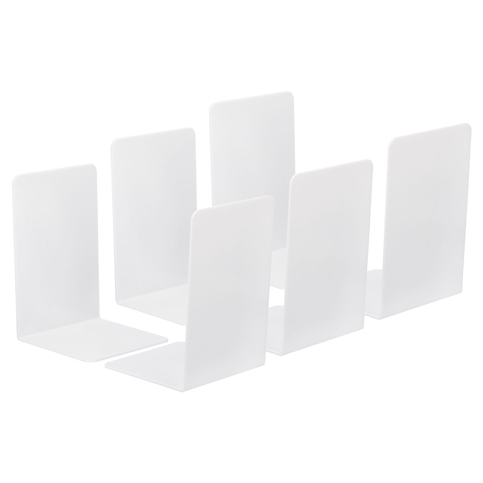 PATIKIL Acrylic Bookends, 6 Pack Plastic L-shaped Book Ends for Shelves Desktop Bookshelf Magazine Organizer Stand Holder for Office Home Study Room, White