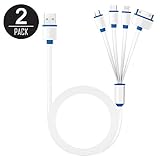 Multi Charging Cable,2 Pack IVVO 4 in 1 Multiple USB Cable Charger Adapter Connector with Type C / 8 Pin Lighting / 30 Pin / Micro USB Ports for iPhone 7 7 Plus, Galaxy S9, Nexus 6P/5X, OnePlus3, LGG5