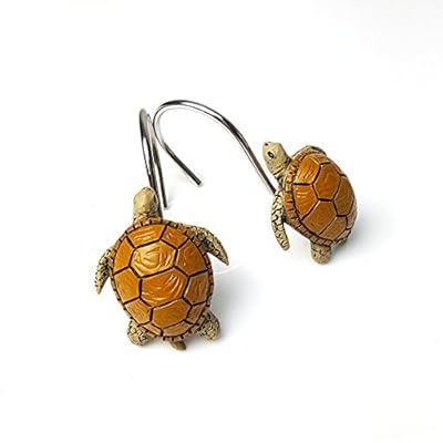 ZILucky 12Pcs Resin Turtle Shower Curtain Hooks Rings Set for Bathroom Stainless Steel Metal Cartoon Decorative Bath… 415zitmd81L