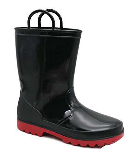 Ska-Doo Black With Red Sole Big Kids Rain Boots 3 M US Big Kid
