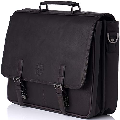 Hammer Anvil Pierce Colombian Vacquetta Leather 15.6" Laptop Briefcase Brown