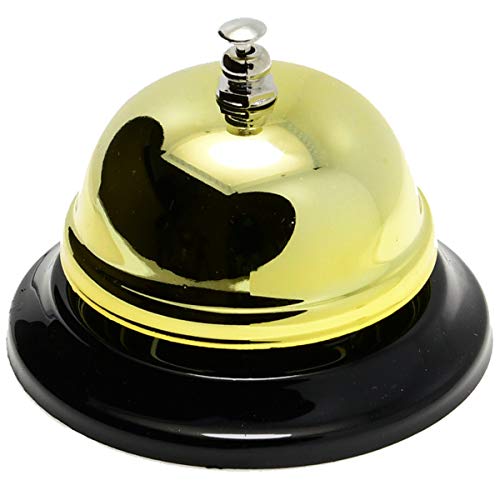 WEKOIL Call Bell Golden Desk Service Bell Customer Ding Bell for Restaurant Hotel Room Kitchen Party School Classroom Office Elderly Teachers Kids Large Bright Bell 3.35 inch - Thumbnail 7