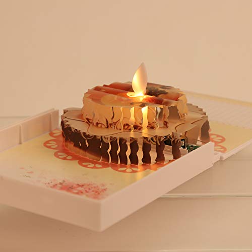 Antizer Birthday Card Pop Up Happy Birthday Card Reusable Amazing Flicker Candle Cake Card To Express Your Love To Friends & Family (Colored - 1 Pack) - Thumbnail 2
