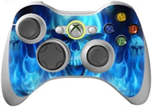 Blue Flame Skull Fire Skull Xbox 360 Skin Decal for Single Controller