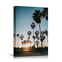 Canvas Wall Art Silhouette Palm Tree Bedroom Multicolor Nature Neon Photography Trees Tropical Urban - 12x18 inches