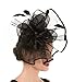 Haojing Women's Organza Church British Fascinator Bridal Tea Party Wedding Hat Summer（Hj2-Black）
