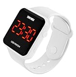 Gosasa Unisex Men's Women Simple Design White Rubber Band Digital LED Watch