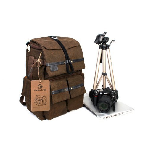 BESTEAM Waterproof Canvas DSLR SLR Camera Laptop Backpack Bag Rucksack For Cannon Nikon Apple Asus Lenovo 45x18x30cm Laptop Size Support 15