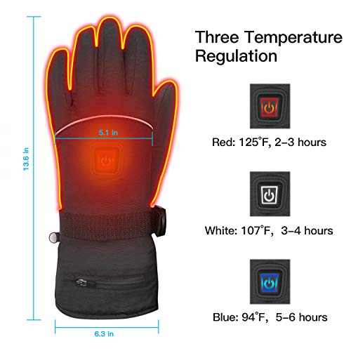 Heated Gloves, Electric Gloves for Men Women 3 Heating Temperature Adjustable TouchScreen Waterproof Warm Gloves for All Kinds of Outdoor Activities
