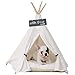 little dove Pet Teepee Dog(Puppy) & Cat Bed - Portable Pet Tents & Houses for Dog(Puppy) & Cat Beige Color 24 Inch with Thick Cushion