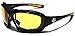 Oversized Choppers Men's Sport Padded Motorcycle Bikers Sunglasses BLACK MIDNIGHT YELLOW