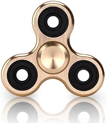 HAC-Fidget Spinner - Best Stress Reducer Toy for Kids & Adults and Staying Awake - Solid metal materials with precision - Ultra Durable Relieves High Speed 3-6 Min Spins (Gold)