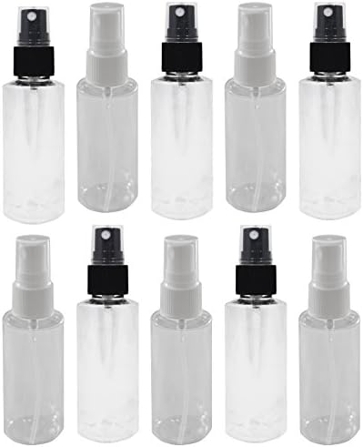 10-2 oz Clear PET Bottle with 5 Black & White Fine Mist Sprayers