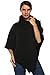Finejo Women Turtleneck Wool Blend Irregular Hem Poncho Cape Coat Shawl Wrap