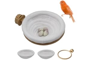 FOIBURELY Bird Nest Canary Finch Parrot Nest Set with Plastic and Textile（4.5 inches）