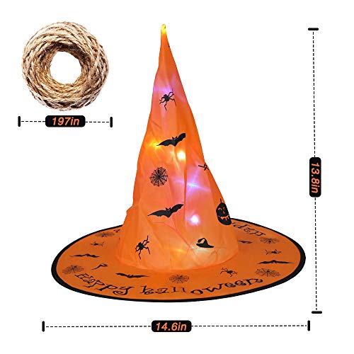 DECOMEN-Halloween-Decorations-Witch-Hats-with-LED-8pcs-Halloween-Outdoor-Witches-Hat-String-Lights-Halloween-Hanging-Decorations-for-Garden-Indoor-Yard-Tree-Party